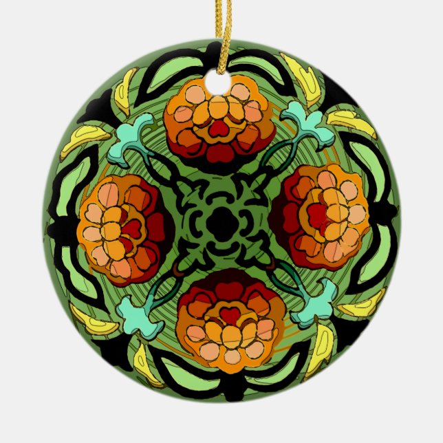 Autumn Garden (Keramik Fan Pull / Orname Keramik Ornament (Vorne)