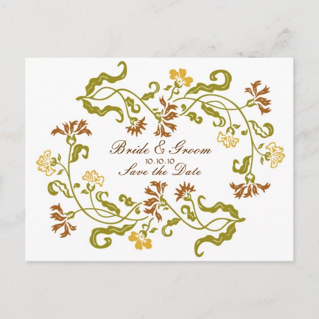Autumn Garland Save the Date Postcard Ankündigungspostkarte (Vorderseite)