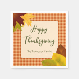 Autumn Gingham Erntedank Cocktail Napkin Serviette