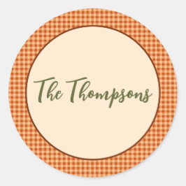 Autumn Gingham Erntedank Runder Aufkleber