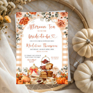 Autumn Gingham Pumpkin Tea Party Brautparty Einladung