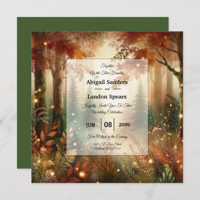 Autumn Glow in the Enchanted Forest Wedding Einladung (Vorne/Hinten)