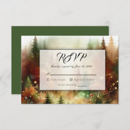 Autumn Glow in the Enchanted Forest Wedding RSVP Karte