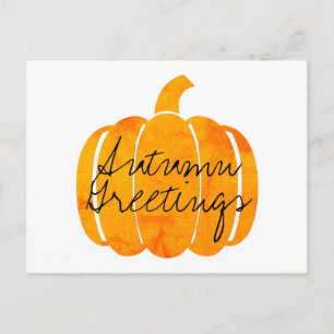 Autumn Greetings Customizable Orange Pumpkin Postkarte