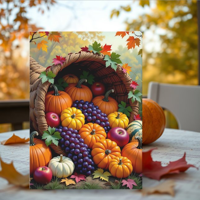 Autumn Harvest and Blessings Cornucopia  Karte (Von Creator hochgeladen)