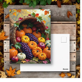 Autumn Harvest and Blessings Cornucopia  Postkarte