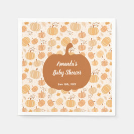 Autumn Harvest Pumpkin and Leaf Pastel Baby Shower Serviette