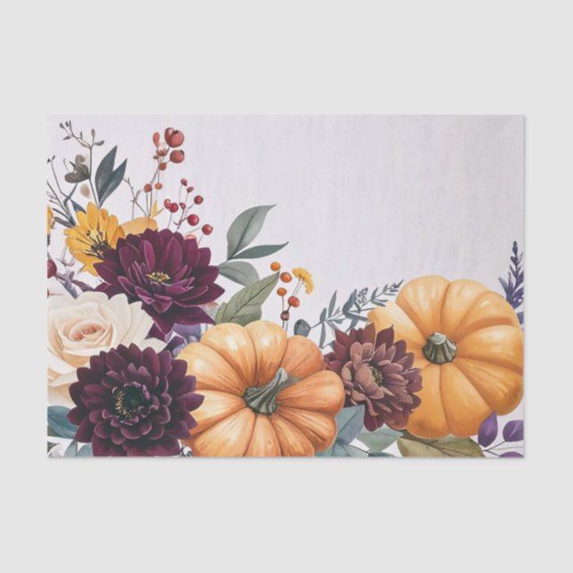 Autumn Harvest Pumpkin Floral Decoupage Seidenpapier (Vorderseite)