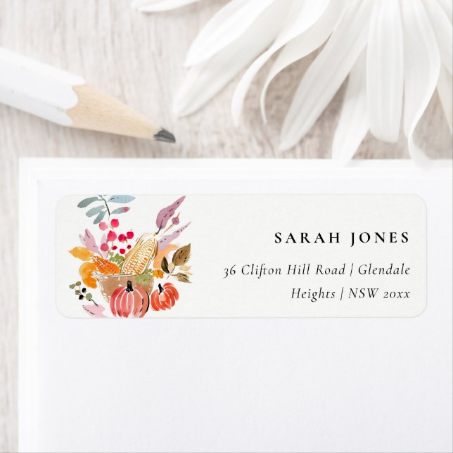 Autumn Harvest Pumpkin Watercolor Addresss (Insitu)