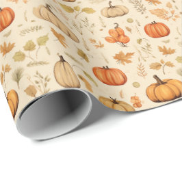Autumn Harvest Pumpkins & Fall Leaves Rustic Geschenkpapier