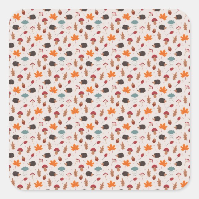 Autumn hedgehog quadratischer aufkleber (Vorderseite)