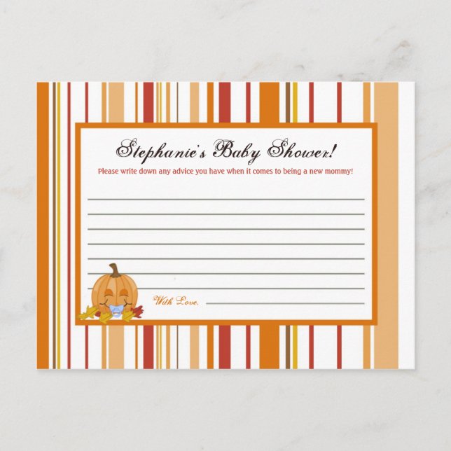 Autumn Herbst Pumpkin Baby Writing Advisor Card Postkarte (Vorderseite)