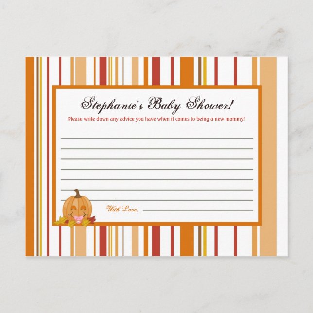 Autumn Herbst Pumpkin Baby Writing Advisor Card Postkarte (Vorderseite)