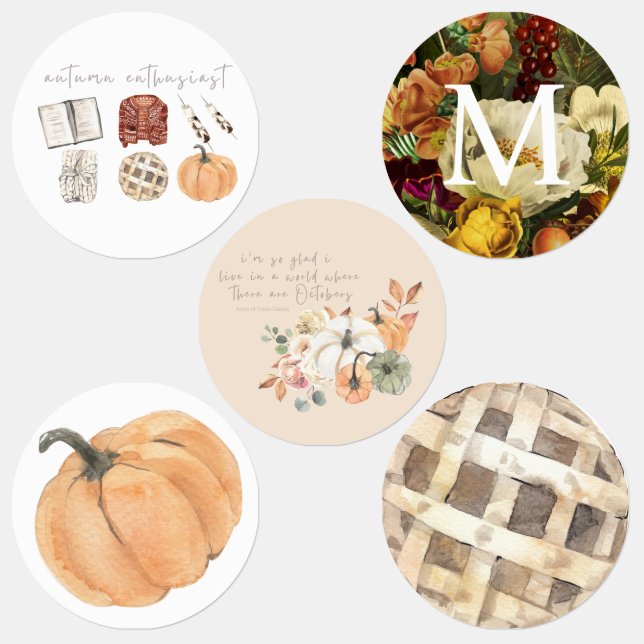 Autumn Herbst Pumpkin Stickers Etiketten (Gruppe)