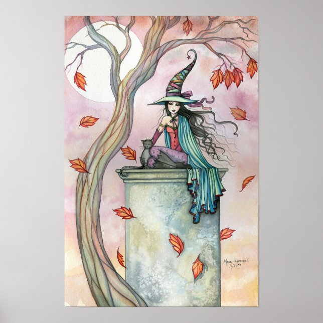 Autumn Hexe Cat Poster Print (Vorne)