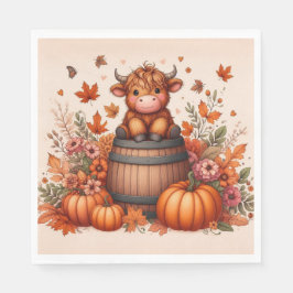 Autumn Highland Cow Paper Napkin Serviette