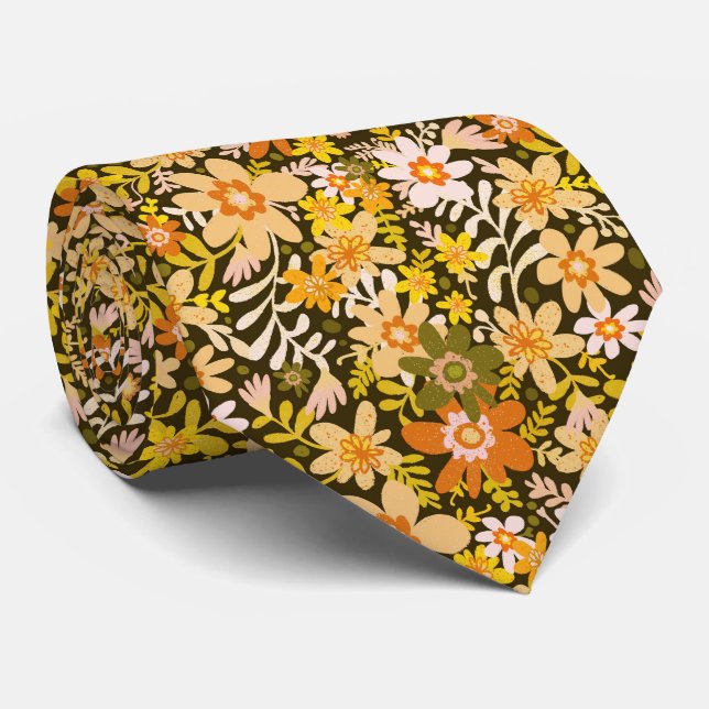 Autumn Hippie Blooms Neck Tie Krawatte (Gerollt)