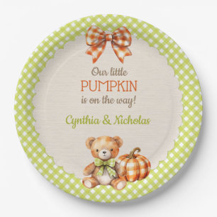 Autumn Kariert Teddy Bar Pumpkin Pappteller