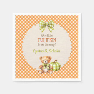 Autumn Kariert Teddy Bar Pumpkin Serviette