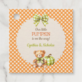 Autumn Kariert Teddy Bären Pumpkin Blätter Geschenkanhänger