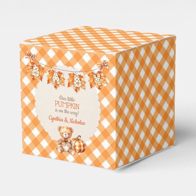 Autumn Kariert Teddy Bären Pumpkin Blätter Geschenkschachtel (Vorderseite)