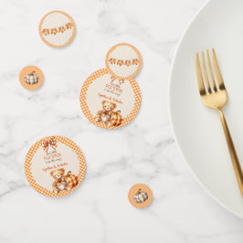 Autumn Kariert Teddy Bären Pumpkin Blätter Konfetti