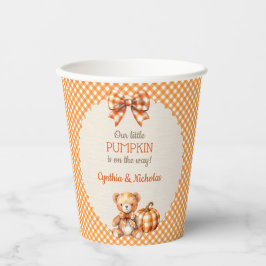 Autumn Kariert Teddy Bären Pumpkin Blätter Pappbecher