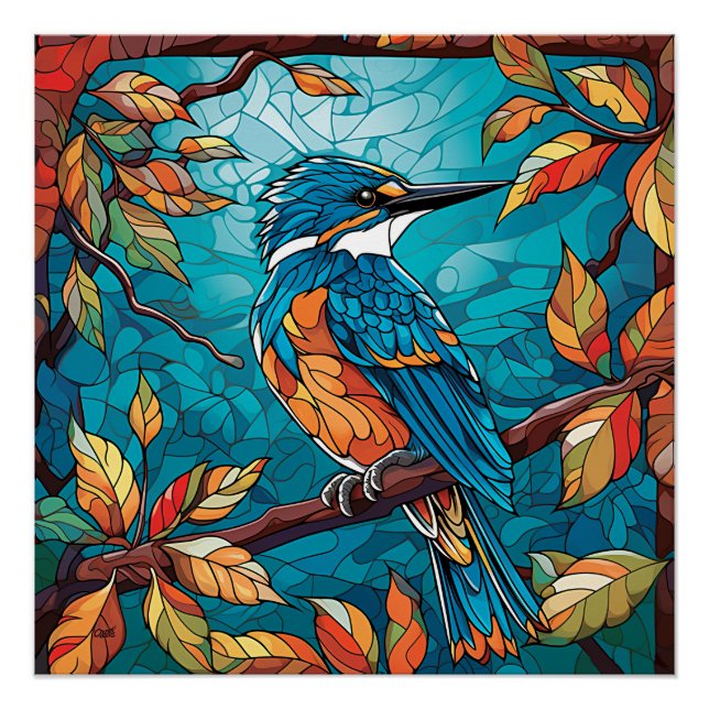 Autumn Kingfisher Glossy Poster (Vorderseite)
