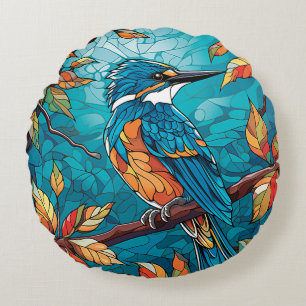 Autumn Kingfisher Round Pillow Rundes Kissen
