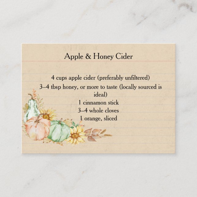 Autumn Kitchen Hexe Bulk Recipe Cards Visitenkarte (Vorderseite)