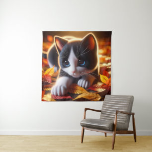 Autumn Kitten Tapestry Wandteppich