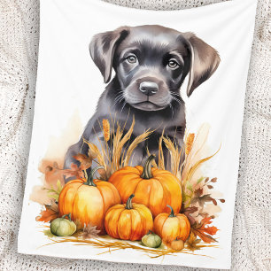 Autumn Labrador Retriever Puppy Pumpkins Dog Lover Fleecedecke