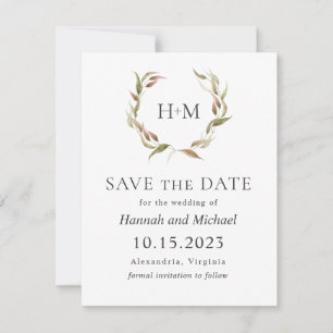 Autumn Laurel Wreath Save the Date mit Foto