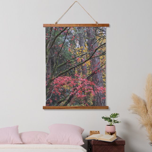 Autumn Leaf Color Botanical Wandteppich Mit Holzrahmen (Schlafzimmer)