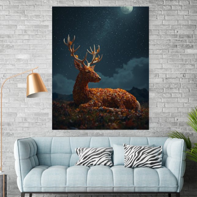Autumn Leaf Deer Sleeping Under Stars Poster  (Von Creator hochgeladen)