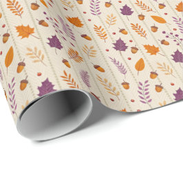 Autumn Leaf Gift Wrap in Soft Lavender and Rust Geschenkpapier