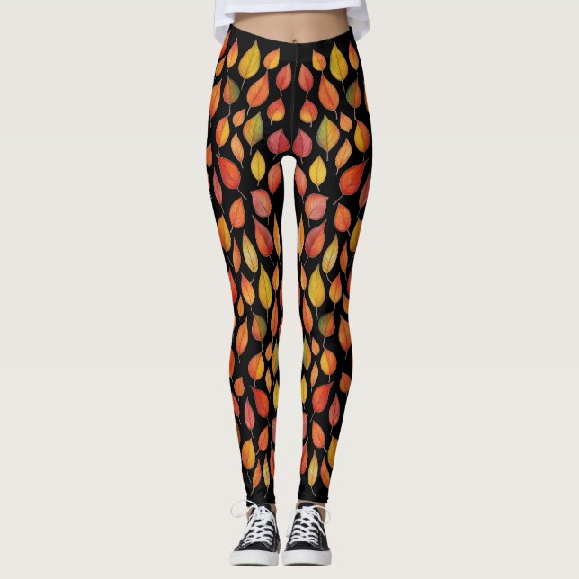 Autumn Leaf Pattern Leggings – Fall Foliage Design (Vorderseite)
