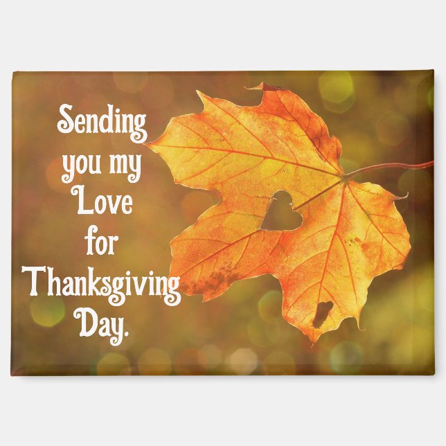 Autumn Leaf With Heart Thanksgiving Magnet (Vorderseite)
