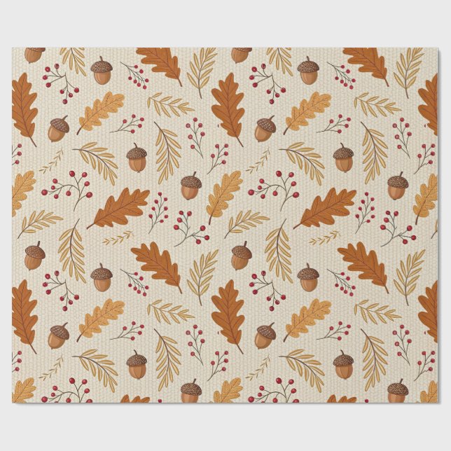 Autumn Leaves and Acorns Pattern Geschenkpapier (Flach)
