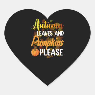 Autumn leaves and pumpkins please funny halloween Herz-Aufkleber