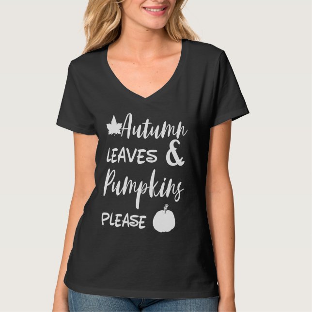 Autumn Leaves And Pumpkins Please Halloween Spice  T-Shirt (Vorderseite)