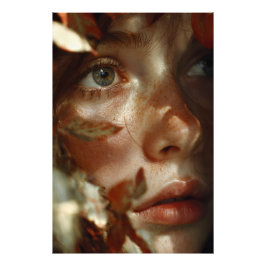 Autumn Leaves Crown Freckled Portrait Fotodruck