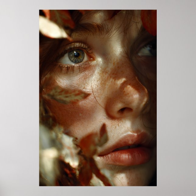 Autumn Leaves Crown Freckled Portrait Poster (Vorne)