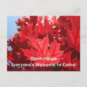 Autumn Leaves Fall Open House Postkarten Red Leaf