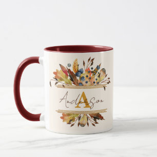 Autumn leaves frame personalized tasse