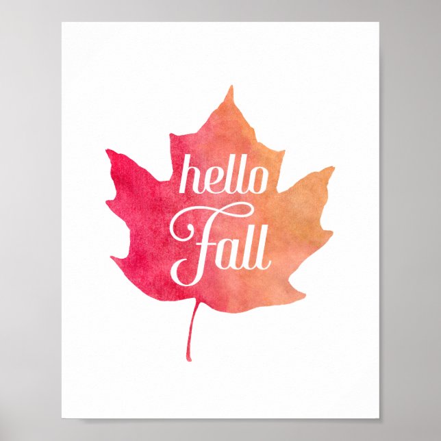 Autumn Leaves Hello Fall Typografy Zitat Poster (Vorne)