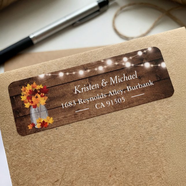 Autumn Leaves Mason Jar String Lights Rustic Wood (Von Creator hochgeladen)