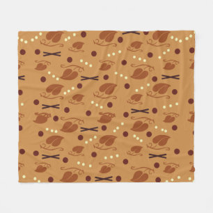 Autumn Leaves Muster Burnt Orange Fleecedecke