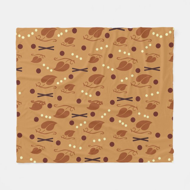 Autumn Leaves Muster Burnt Orange Fleecedecke (Vorderseite (Horizontal))