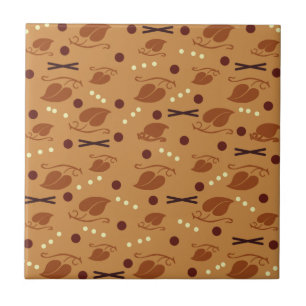 Autumn Leaves Muster Burnt Orange Fliese